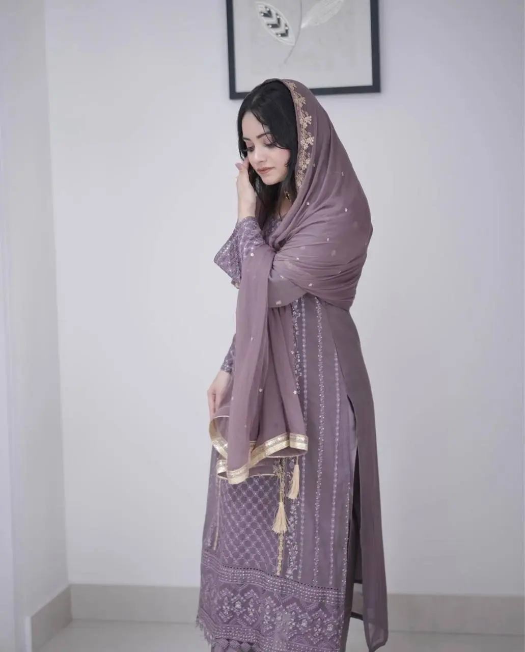 Nency-PD- Heavy Faux Georgette Top Bottom & Dupatta Set - Jaipur Blossom - Image 8