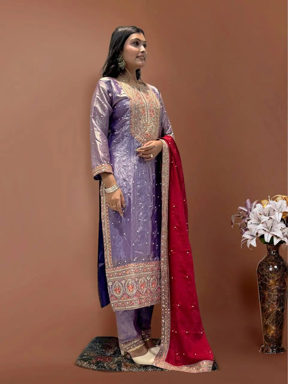 Purvi-HK- heavy Frendy Silk Top pent set - Image 7