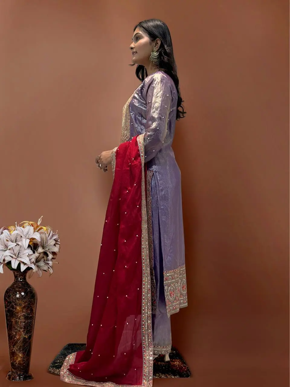 Purvi-HK- heavy Frendy Silk Top pent set - Image 9