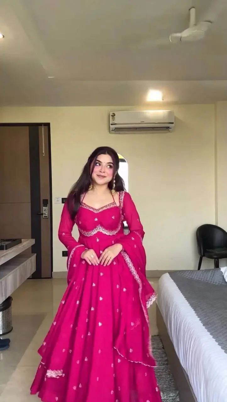 Aashna-RTC Heavy Faux Georgette Top Bottom Set - Image 5