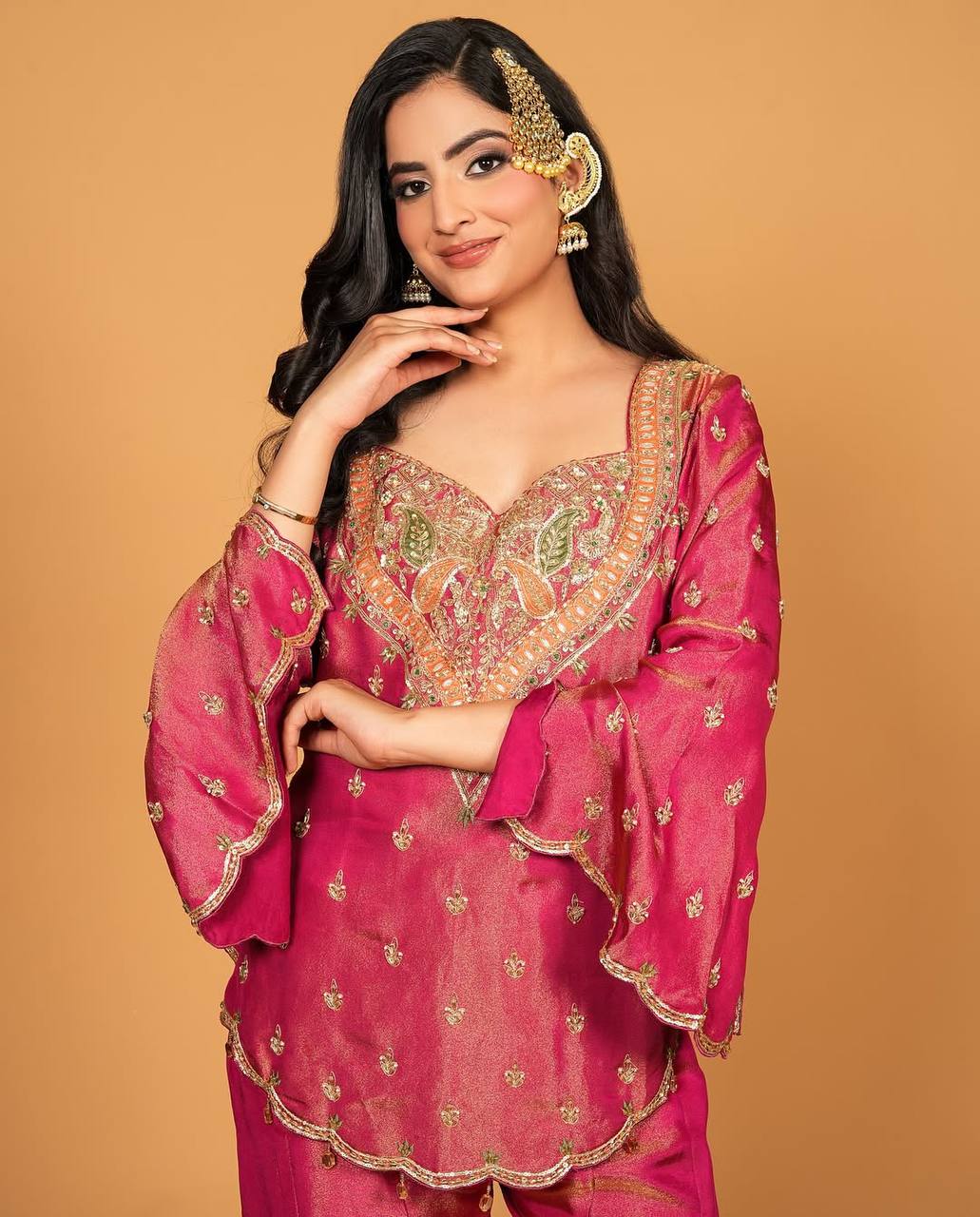 Nina -NSR Top-Bottom And Dupatta Set In simar silk - Image 4