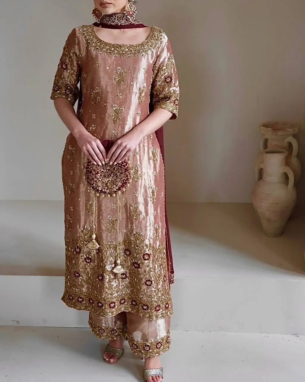 Occasion-Ready-HK Fancy Plazzo Set with Heavy Embroidery & Sparkle Sequins - Image 4