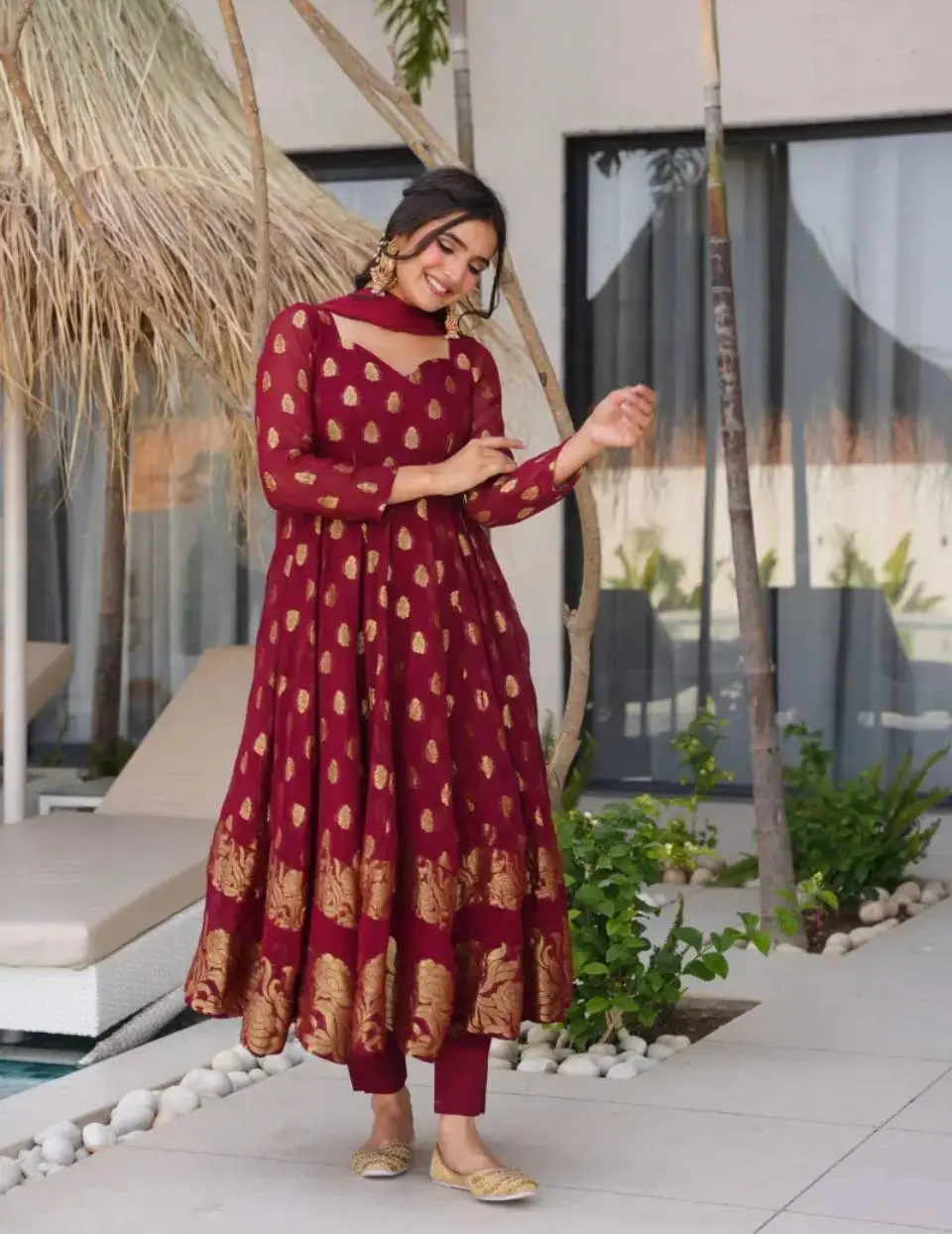 Aachal-VL- Heavy Faux Georgette Top bottom set - Image 5